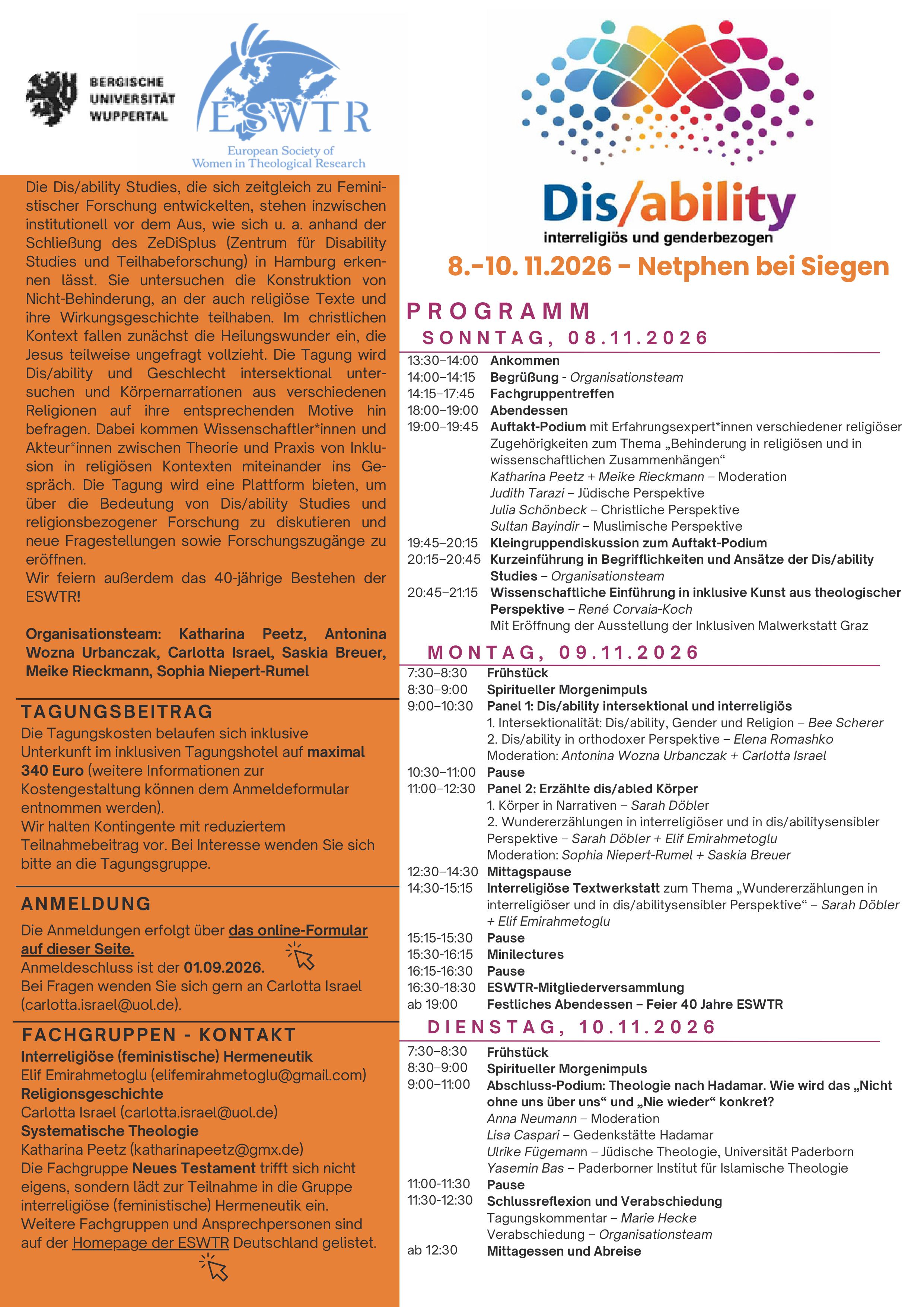 Convocatoria: Conferencia "Discapacidad - interreligiosa y de género"